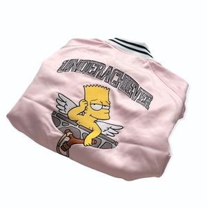 SIMPSONS 20th Century Fox BART Women Zip Light Weight JACKET Underachiever PINK